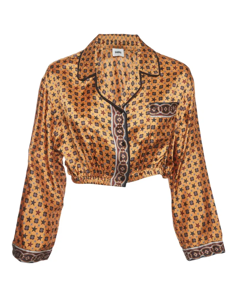 Sandro Gemustertes Cropped-Hemd - Orange Orange