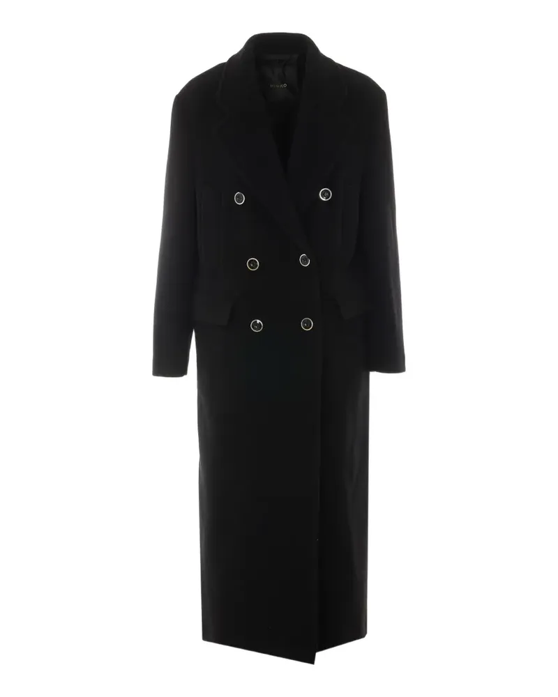 Pinko long double-breasted coat in wool-blend fabric - Schwarz Schwarz
