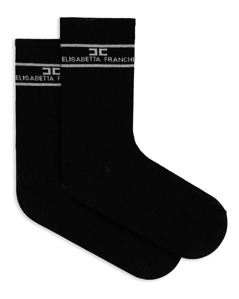 Elisabetta Franchi Socken mit Logo - Schwarz Schwarz