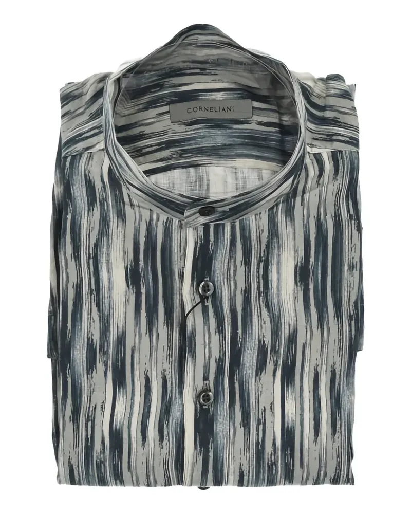 Corneliani patterned mandarin-collar shirt - Blau Blau