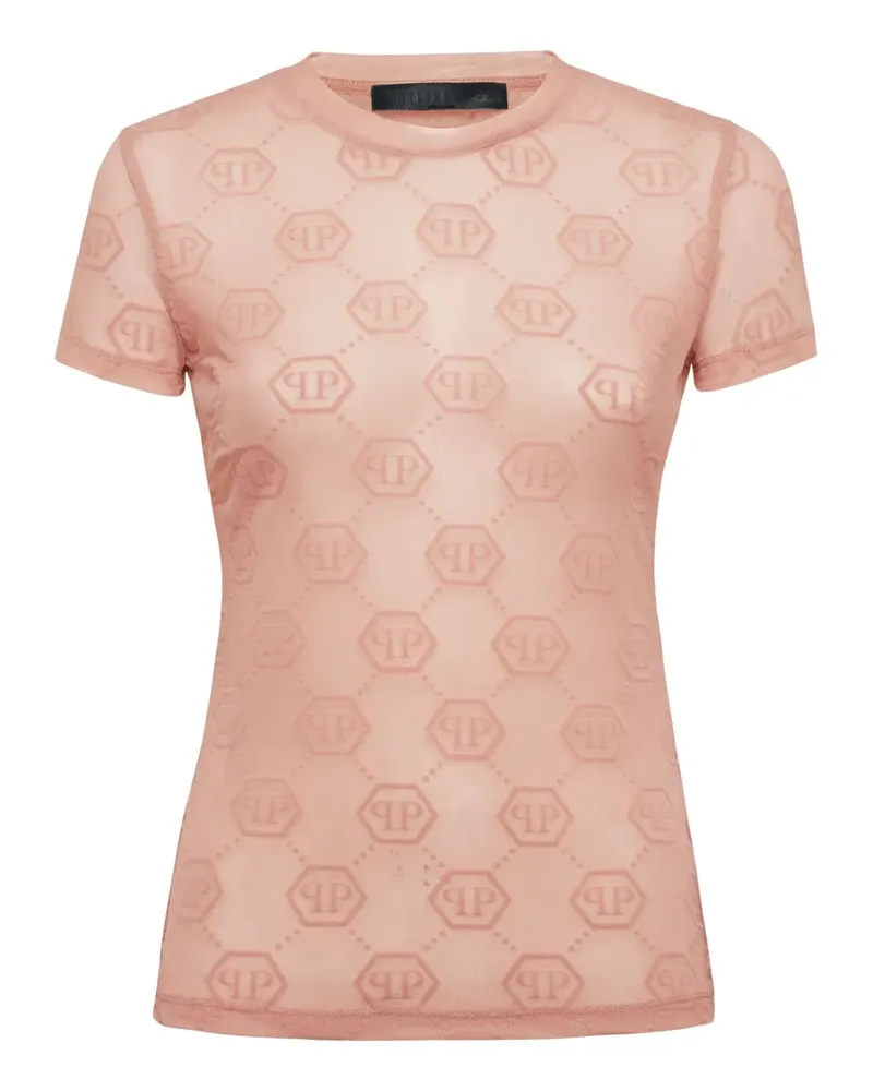 Philipp Plein T-Shirt mit Monogrammmuster - Nude Nude