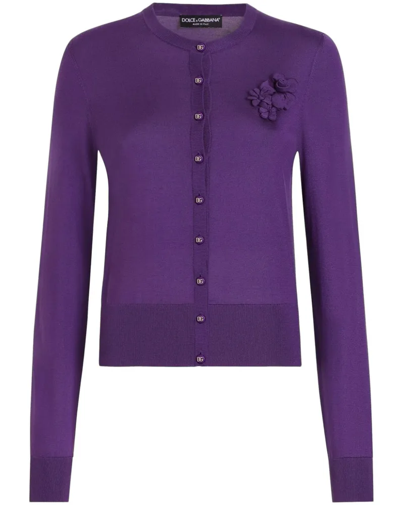 Dolce & Gabbana Cardigan mit Blumenapplikation - Violett Violett