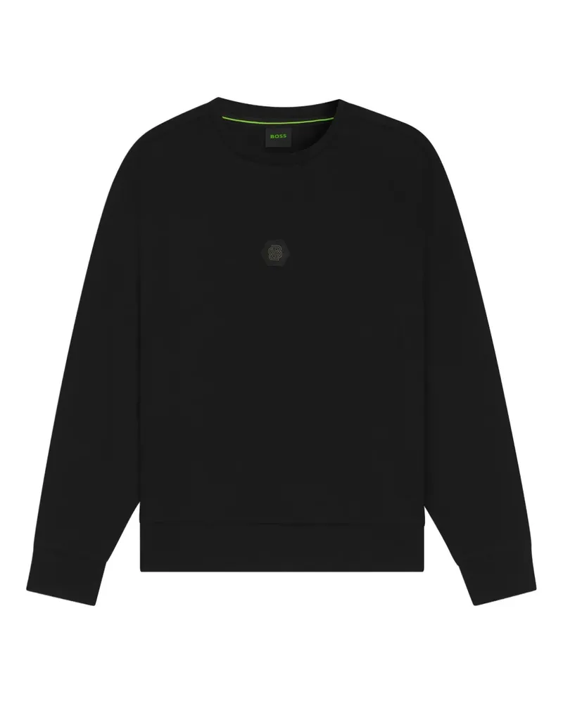 HUGO BOSS Sweatshirt mit Logo-Schild - Schwarz Schwarz