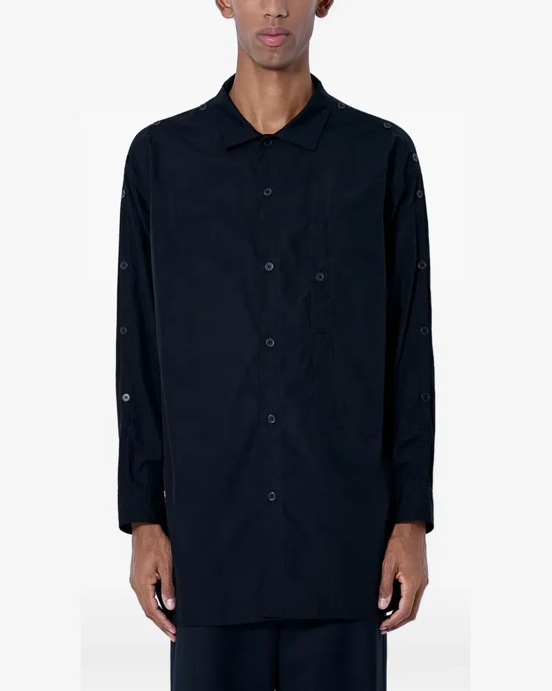Yohji Yamamoto button-detail long-sleeve shirt - Schwarz Schwarz