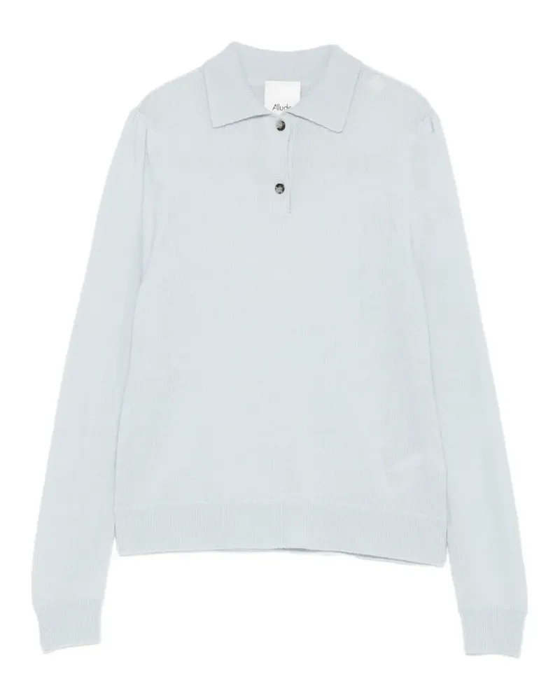 ALLUDE fine-knit long-sleeved polo shirt - Blau Blau