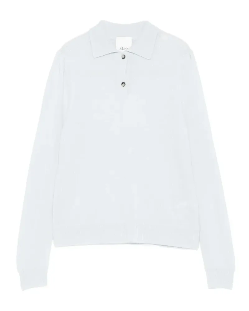 ALLUDE Fein gestricktes Poloshirt - Blau Blau