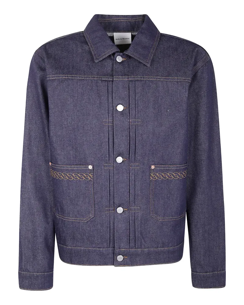 Drôle de Monsieur Bestickte Jeansjacke - Blau Blau