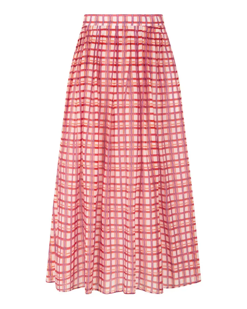 Max Mara check-pattern pleated midi skirt - Rot Rot