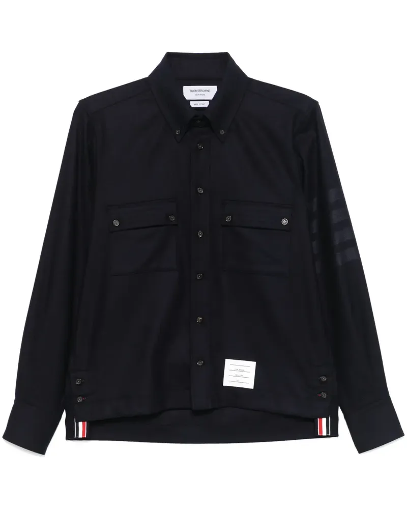 Thom Browne 4-Bar Hemd aus Flanell - Blau Blau