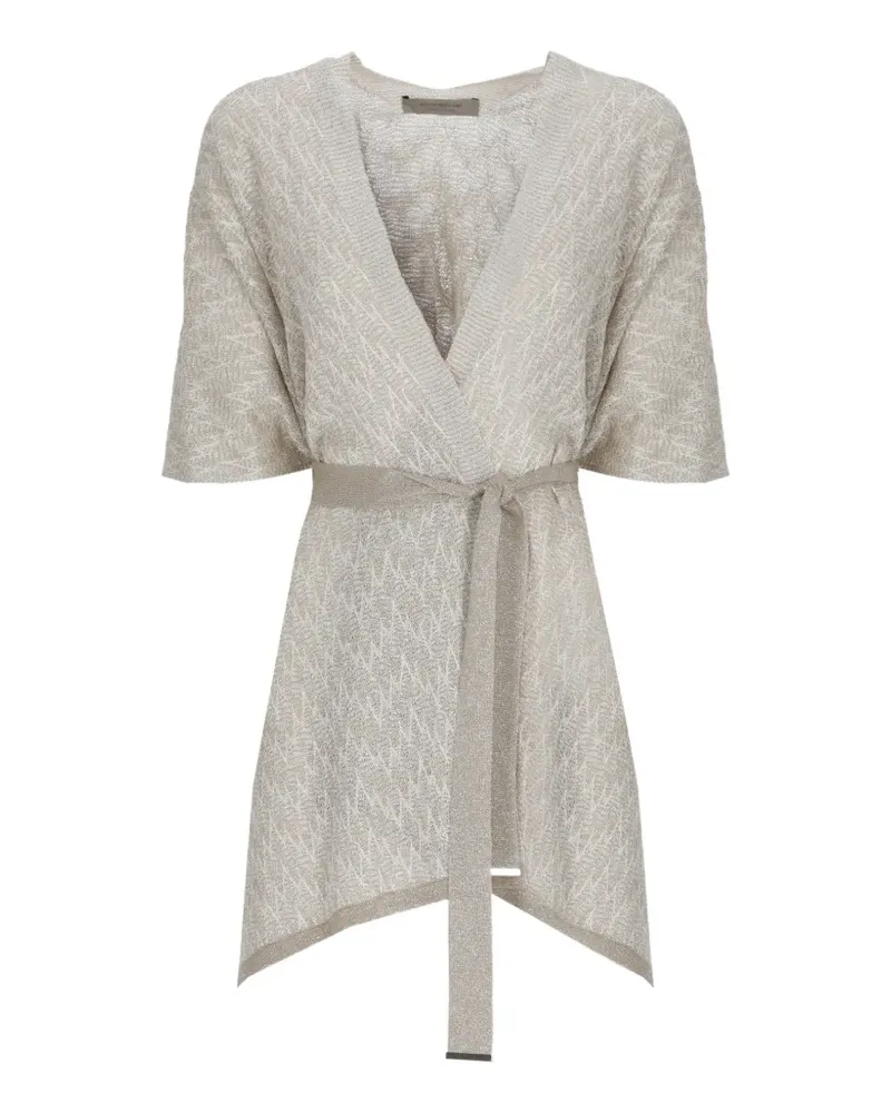 D.EXTERIOR belted metallic-effect cardigan - Grau Grau