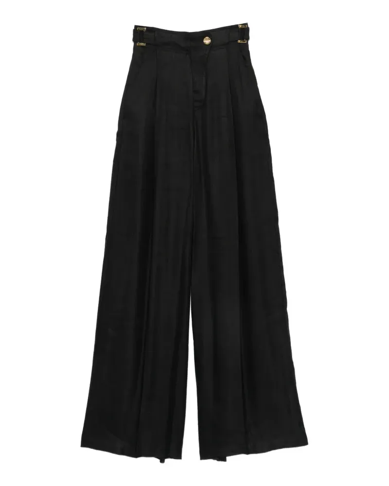 Elisabetta Franchi buckle-detail pleated palazzo pants - Schwarz Schwarz
