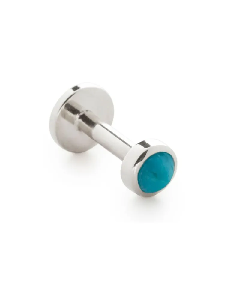 Monica Vinader Mini 14kt Weißgoldohrstecker mit Schmuckstein - Silber Silber