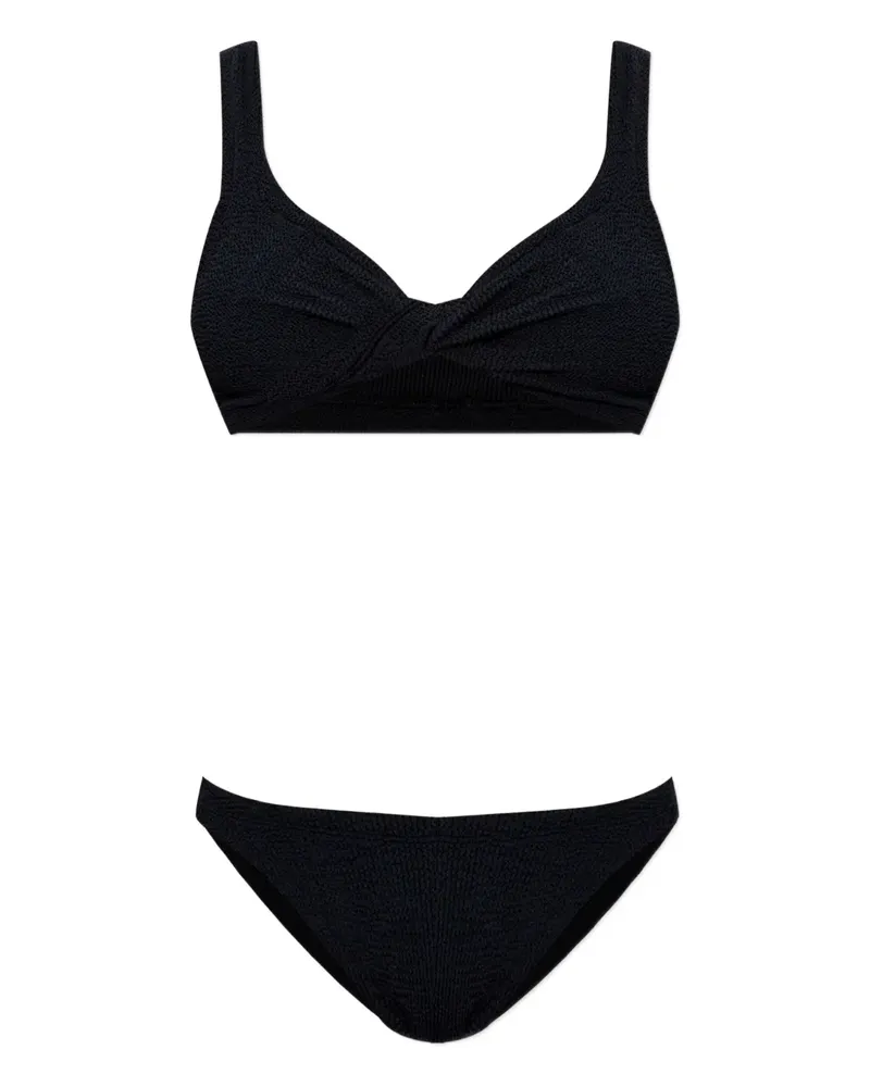 Hunza G Juno Bikini in Knitteroptik - Schwarz Schwarz