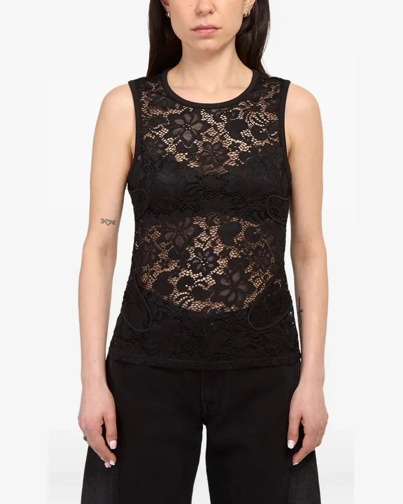 Eckhaus Latta Seraph lace tank top - Schwarz Schwarz
