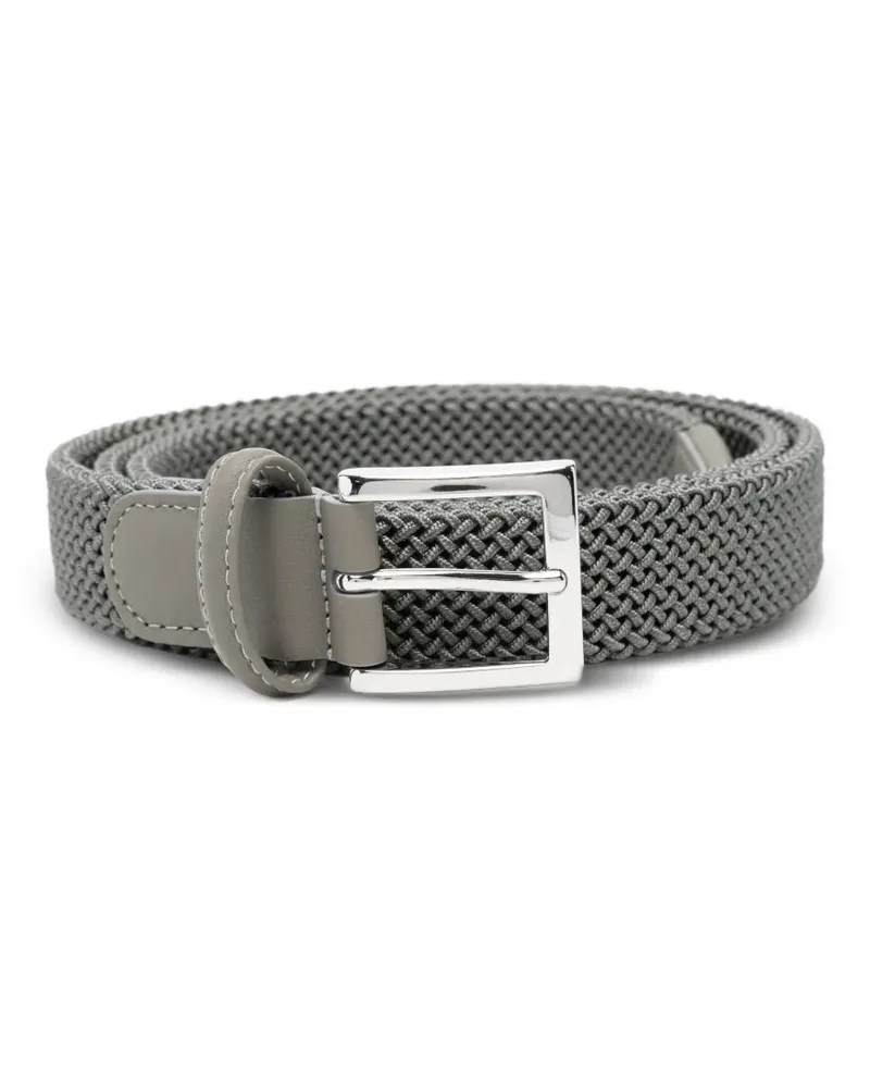 Kiton braided leather-trim belt - Grau Grau