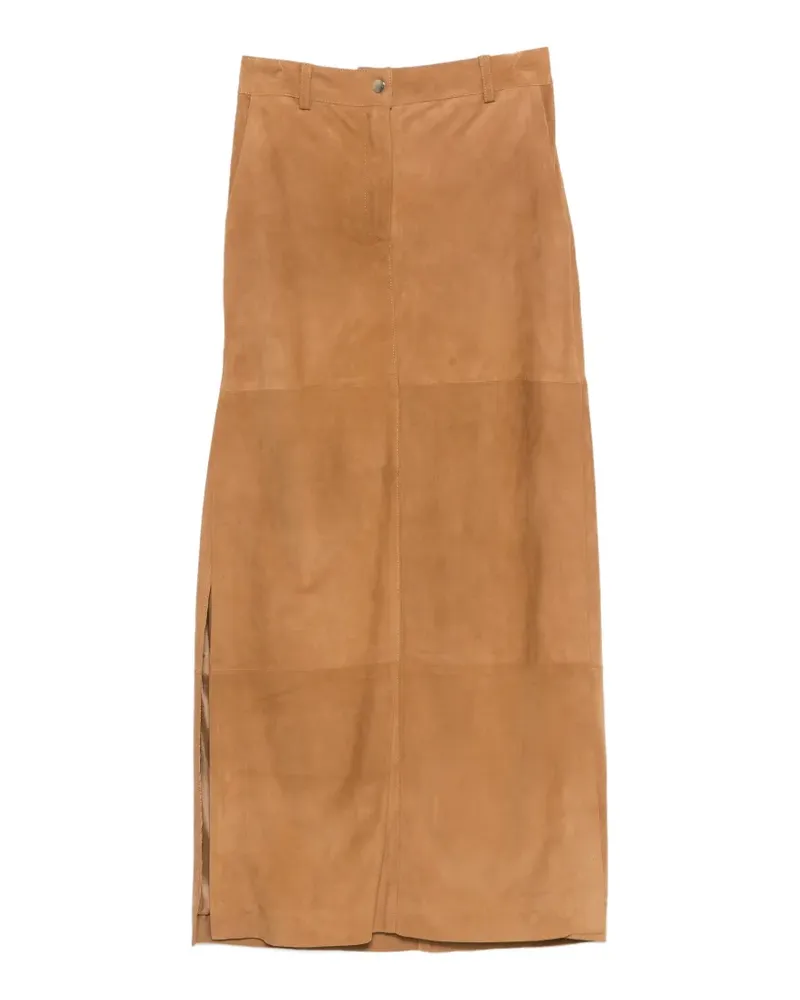 Erika Cavallini Rock mit Einsätzen und Schlitz - Braun Braun