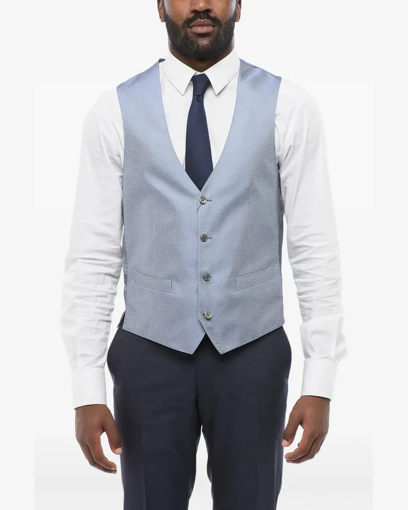 Corneliani geometric-pattern silk waistcoat - Blau Blau