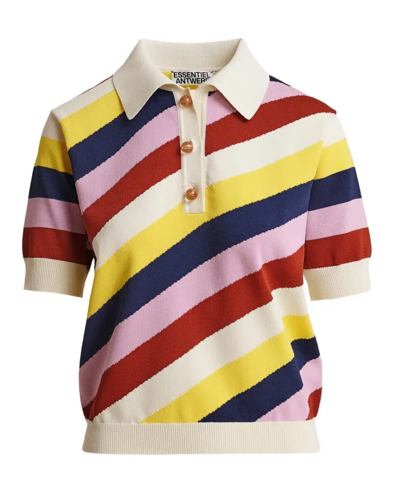 Essentiel Jollow striped polo top - Nude Nude