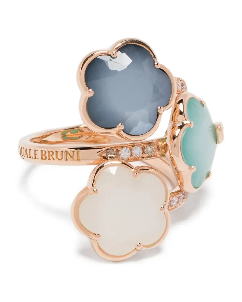 Pasquale Bruni 18kt Petit Joli Lunaire Rotgoldring mit Steinen - Rosa Rosa