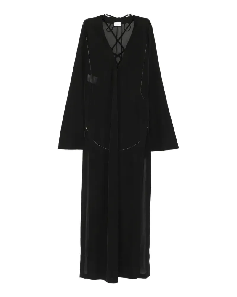 ANDAMANE lace-up flared-sleeve maxi dress - Schwarz Schwarz
