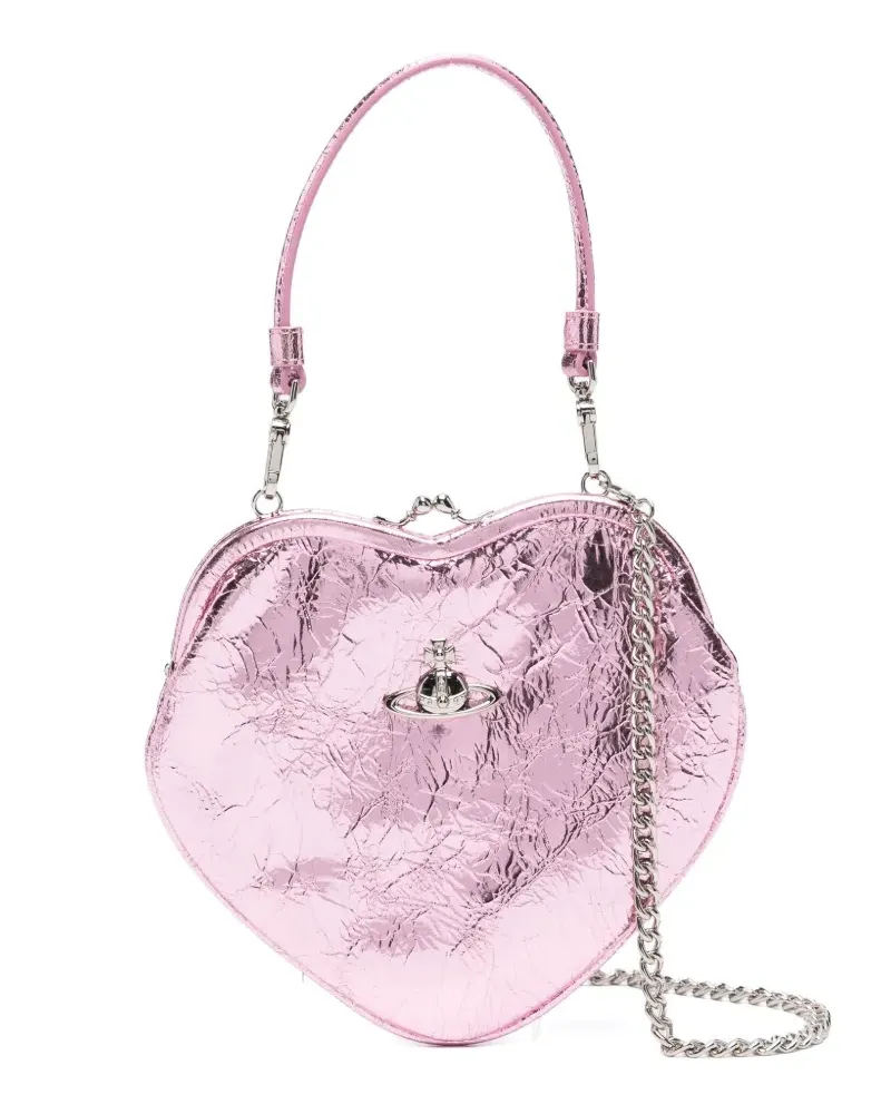 Vivienne Westwood heart-shaped metallic clutch bag - Rosa Rosa