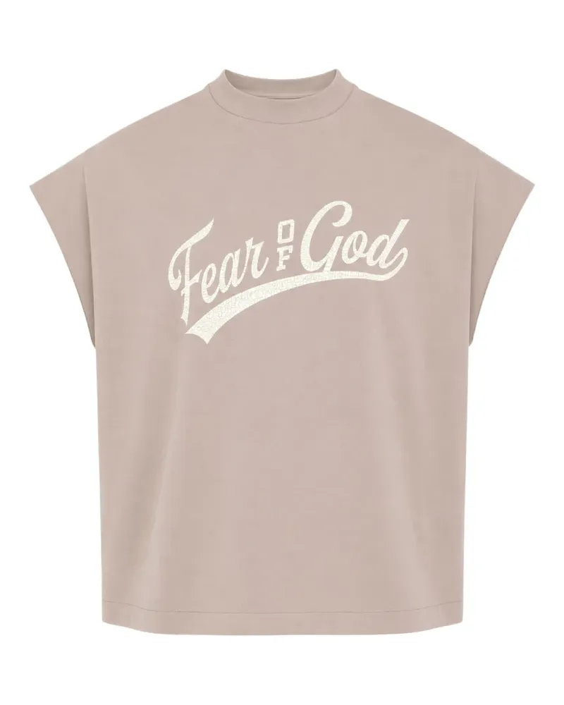 Fear of God logo-print Cut Off T-shirt - Nude Nude