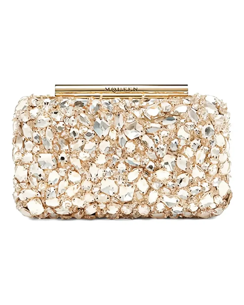 Alexander McQueen T-Bar crystal-embellished clutch bag - Gold Gold