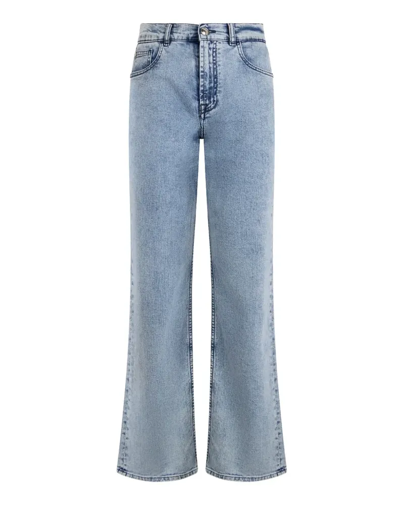 MOORER Nur-Dc116 Bootcut-Jeans mit ausgewaschenem Effekt - Blau Blau