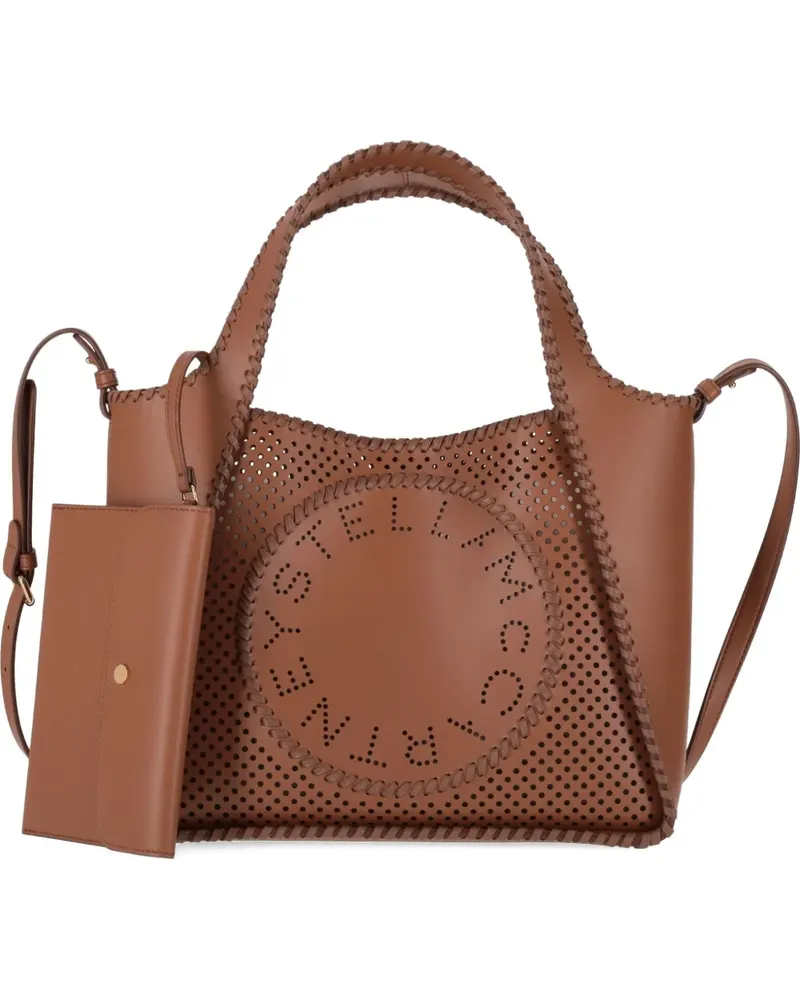 Stella McCartney Perforierte Umhängetasche mit Logo - Braun Braun