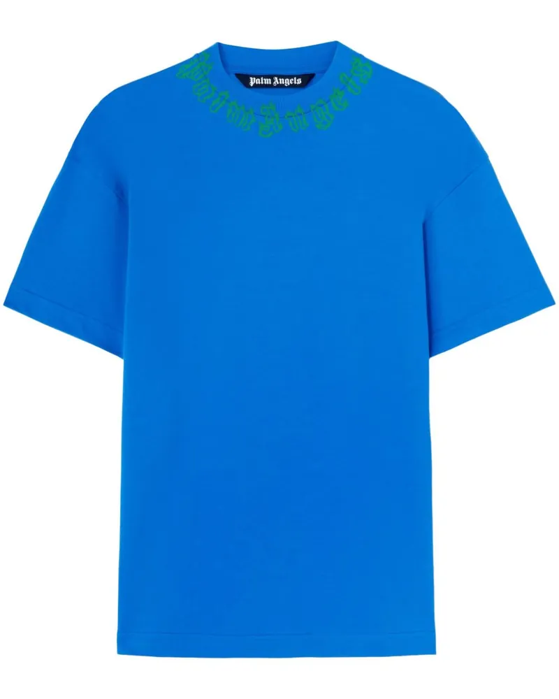 Palm Angels T-Shirt mit Kragen-Logo - Blau Blau