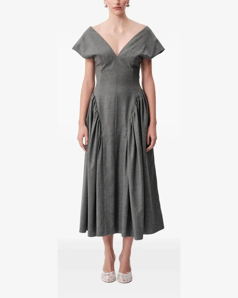 CONCEPTO Nova V-neck flared midi dress - Grau Grau