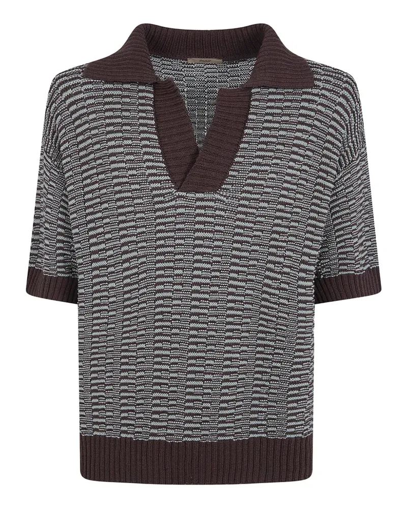 Nuur V-neck knitted T-shirt - Braun Braun