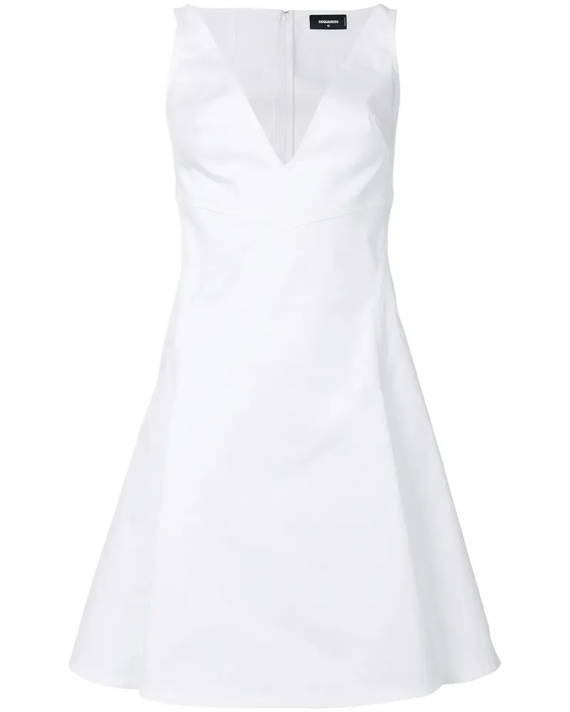 Dsquared2 Popeline-Kleid mit V-Ausschnitt - Weiß Weiß