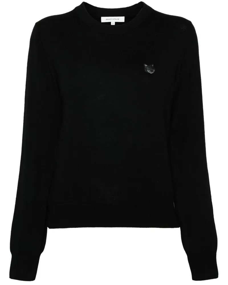 Kitsuné Pullover mit Fuchs-Applikation - Schwarz Schwarz