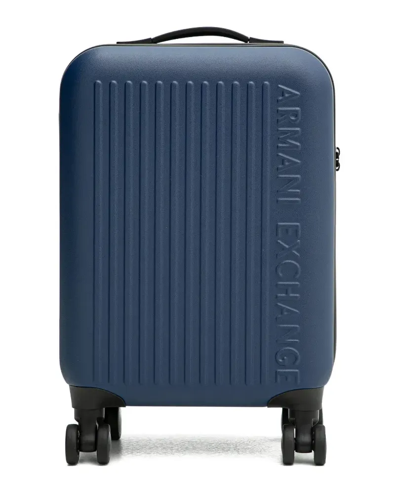 Armani Exchange logo-embossed ribbed luggage - Blau Blau