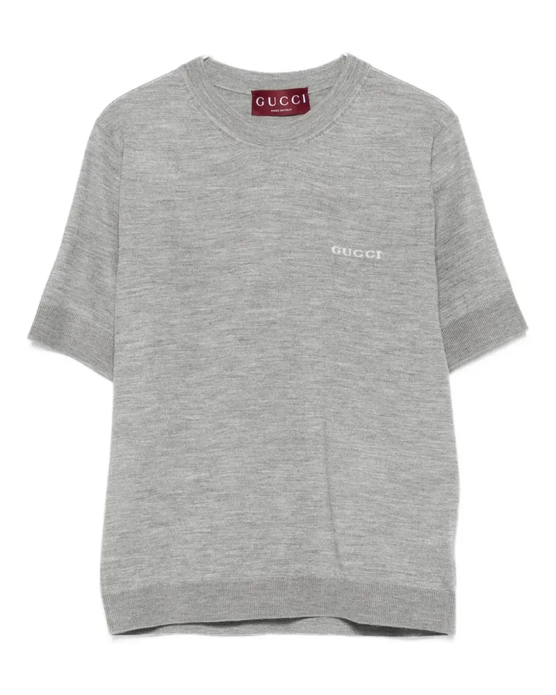 Gucci T-Shirt mit Logo-Stickerei - Grau Grau