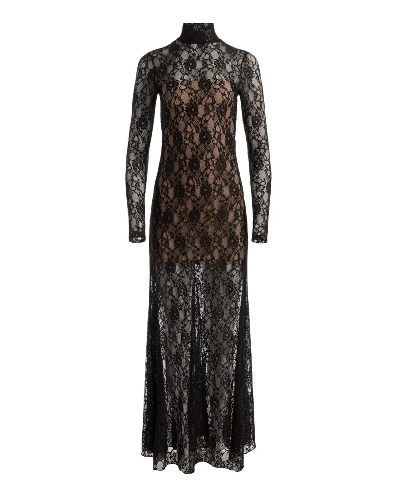 Alice + Olivia Delora Maxikleid mit Spitzeneinsatz - Schwarz Schwarz