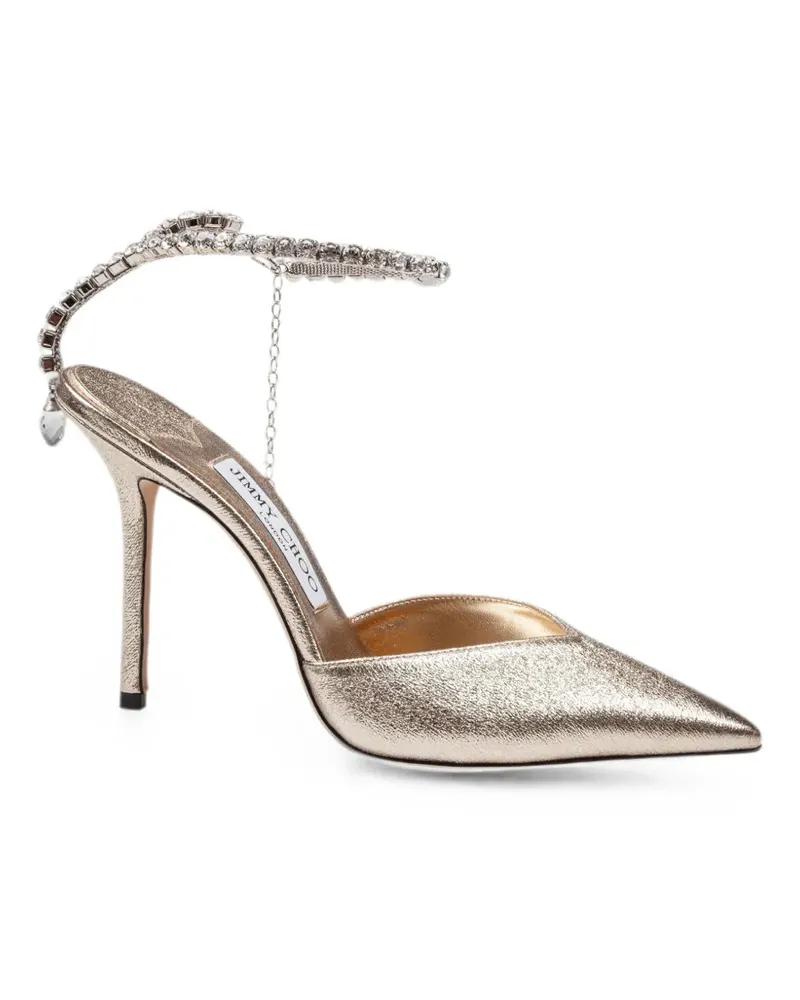 Jimmy Choo Saeda crystal-embellished pumps - Gold Gold