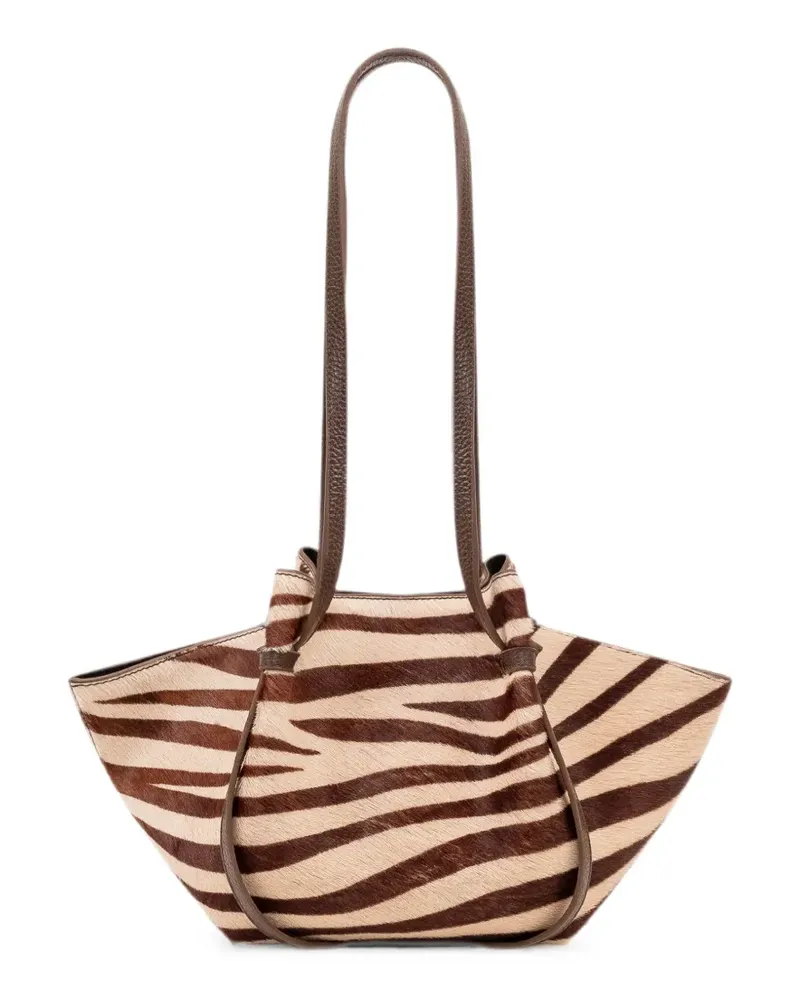 YUZEFI Mochi zebra-print shoulder bag - Nude Nude