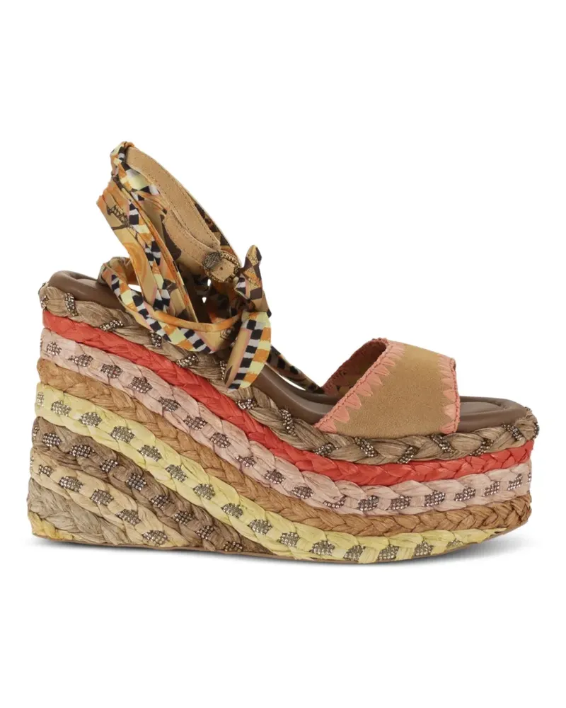 Kurt Geiger Chelsea scarf wedge heel sandals - Nude Nude