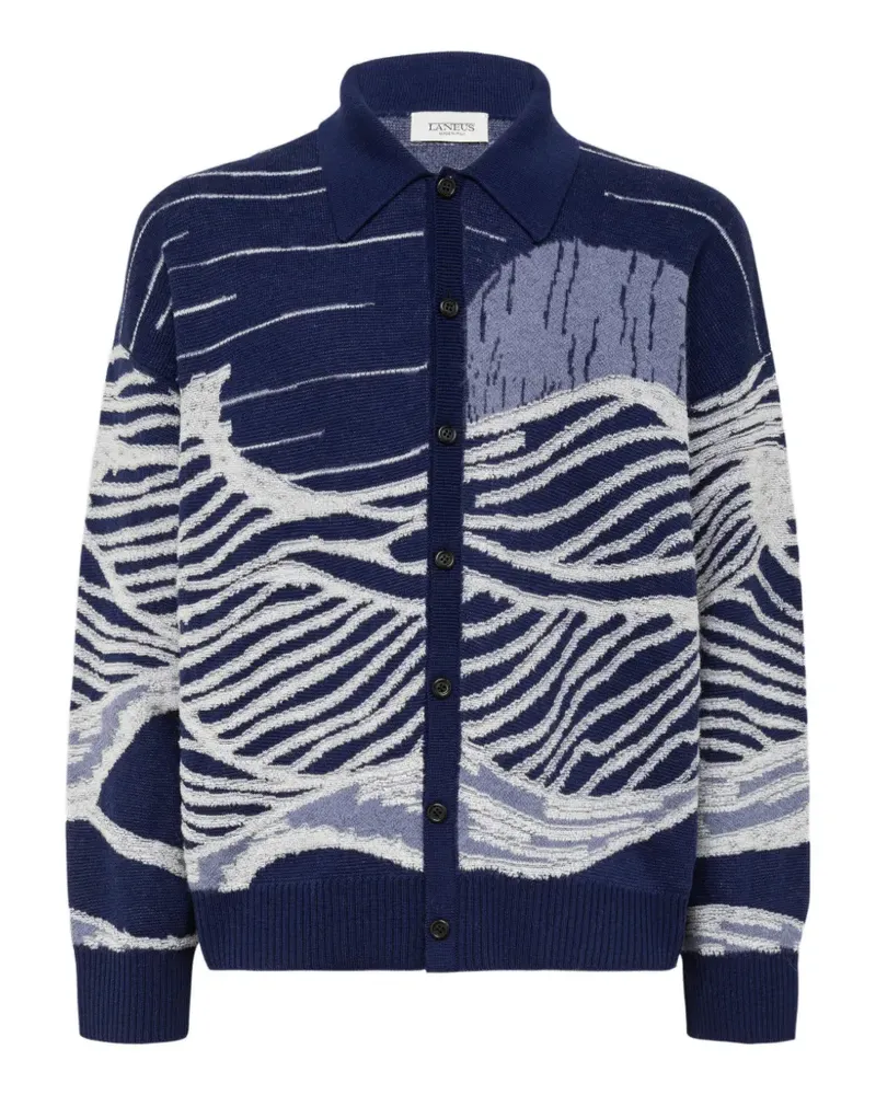 Laneus Cardigan mit Jacquardmuster - Blau Blau