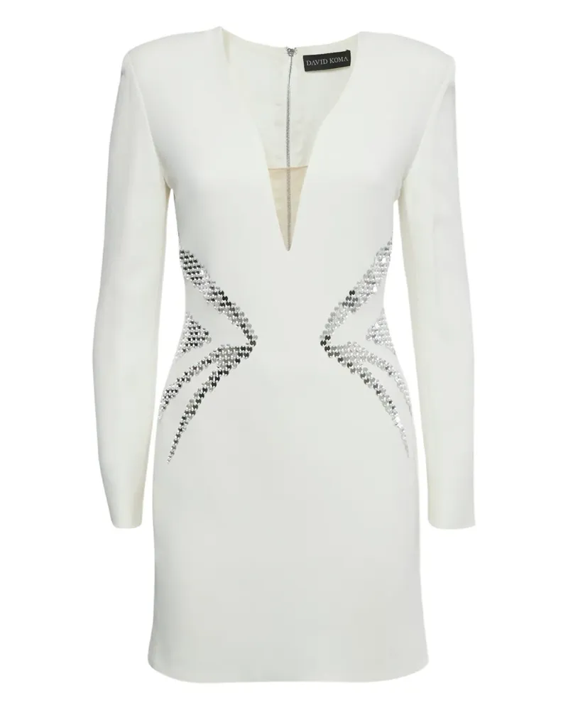 David Koma mirror-embellishments mini dress - Weiß Weiß