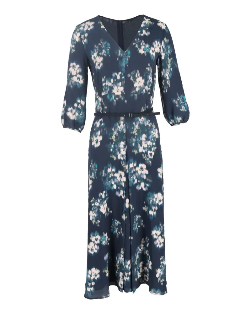 Max Mara Midikleid mit Blumen-Print - Blau Blau