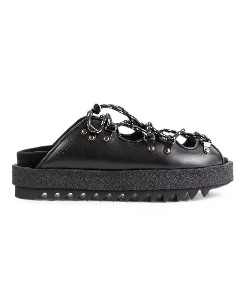 Sacai lace-up platform mules - Schwarz Schwarz