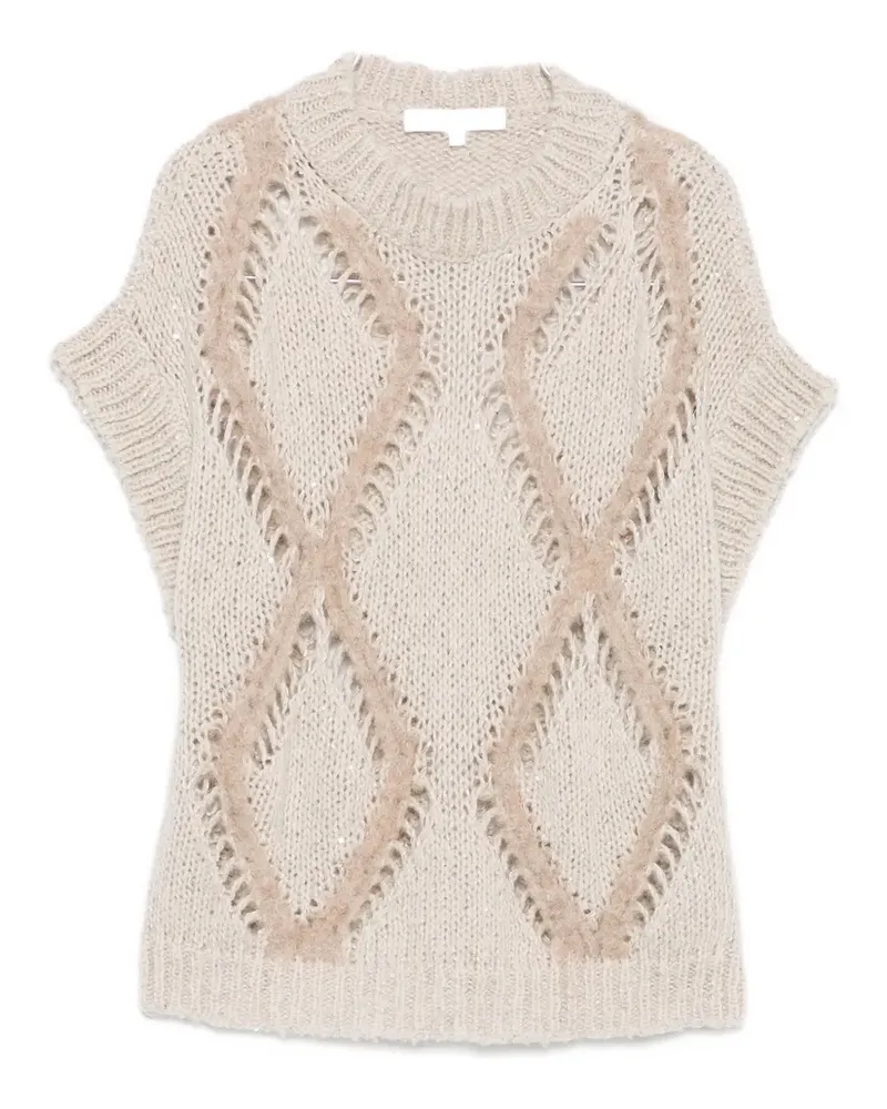 Antonelli Firenze diamond-pattern knitted top - Nude Nude
