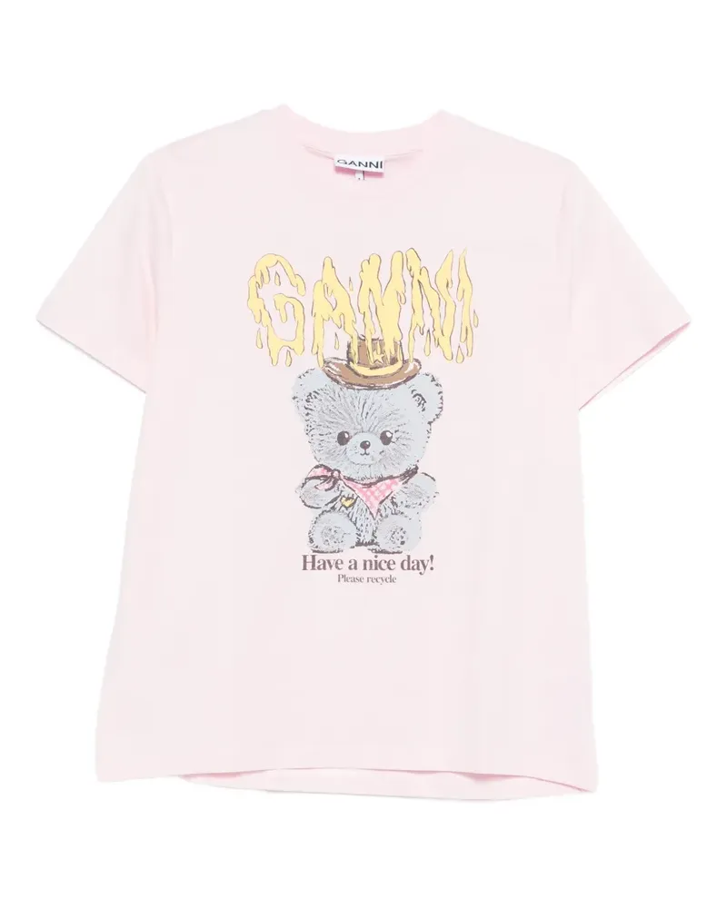 Ganni Teddy cotton jersey T-shirt - Rosa Rosa