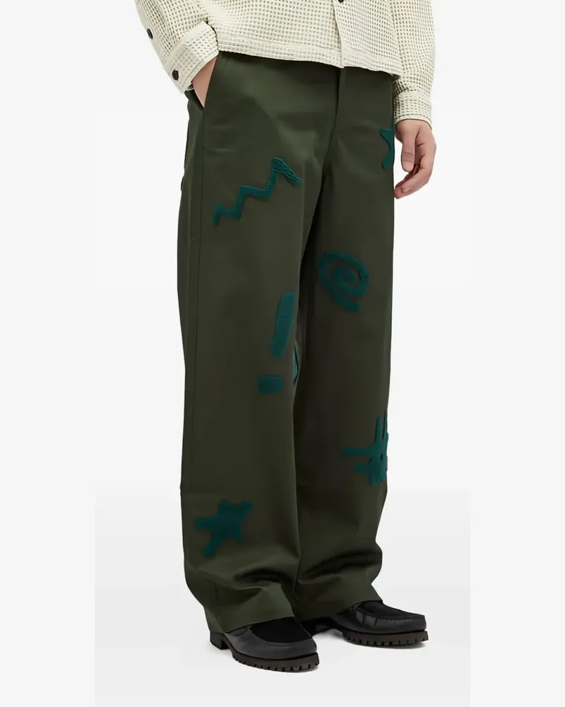 Brain Dead chenille-embroidered trousers - Grün Grün