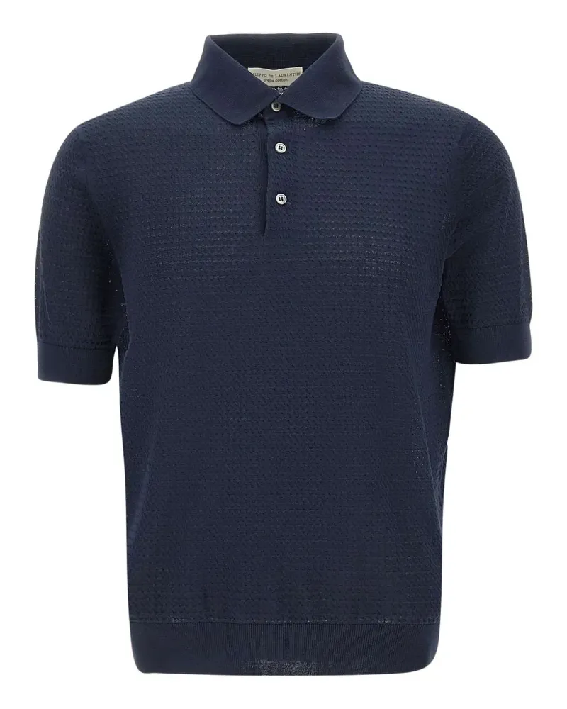 Filippo de Laurentiis Poloshirt mit Wabenmuster - Blau Blau