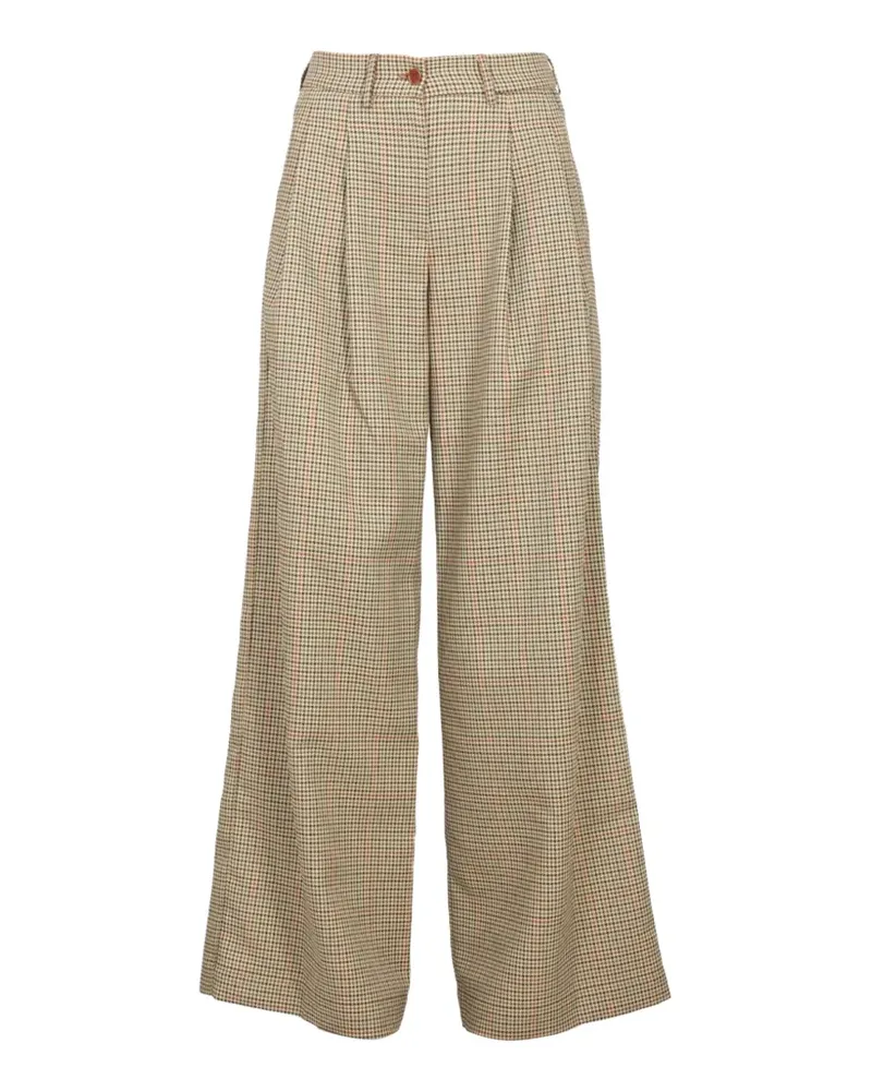 Jejia Katherine pleated checked trousers - Nude Nude