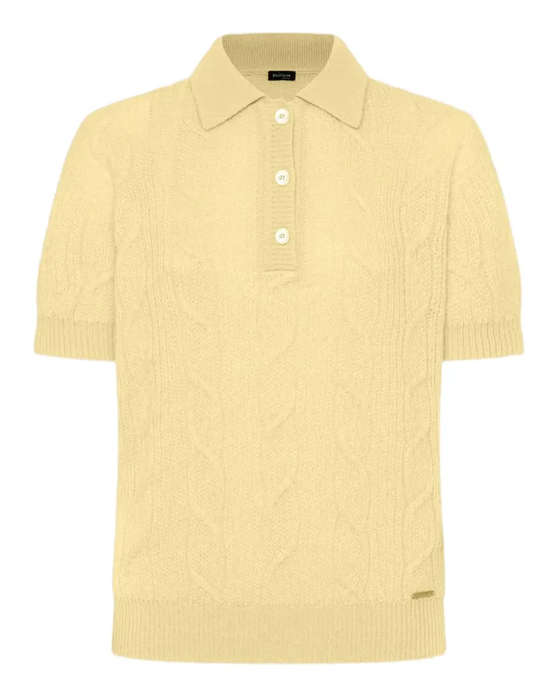 Kiton Poloshirt mit Zopfmuster - Gelb Gelb